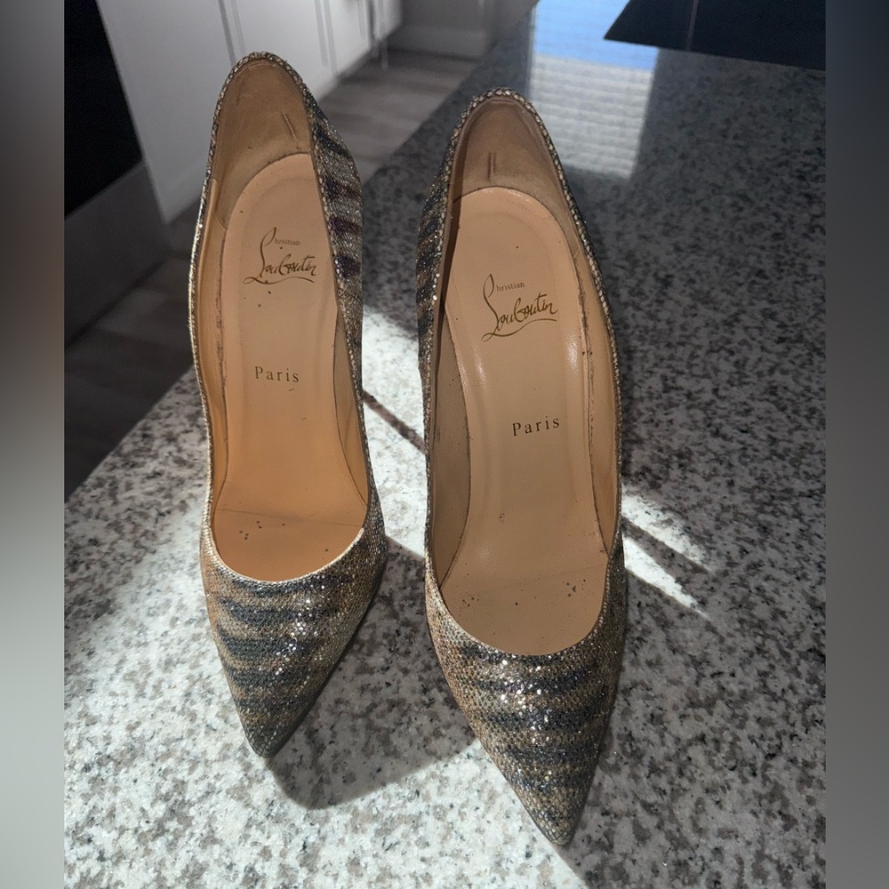 Christian Louboutin Follies Strass Glitter Heels – Size 39